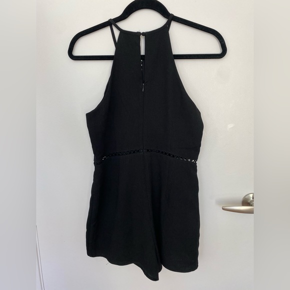 Women’s Black Romper with Floral Design - Picture 2 of 7